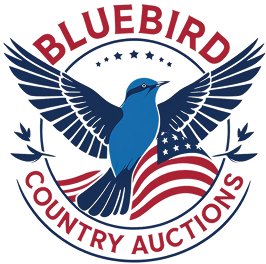 Bluebird logo with American flag background.